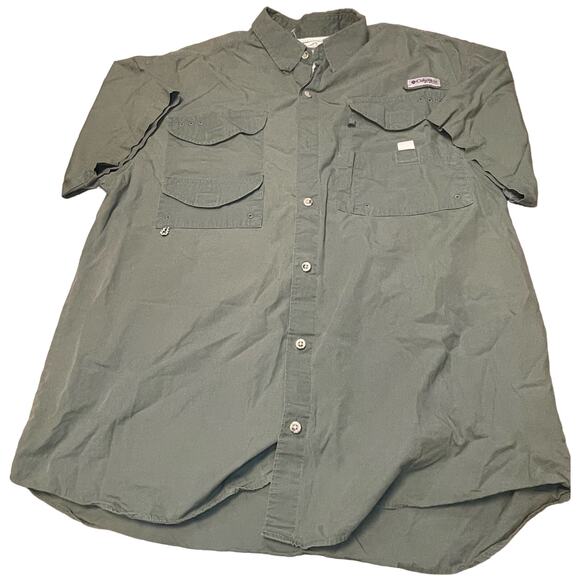 COLUMBIA PF2 MENS BUTTON DOWN VENTED MESH BACK SHORT SLEEVE SHIRT 100 % COTTON - Picture 1 of 2